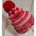 TYD-1203 : Red and Pink Handmade Knitted Hat with Red PomPom for Teens or Adults at Heavens Charms
