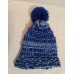 TYD-1204 : Blue and Light Blue Handmade Knitted Hat with Blue PomPom for Children at Heavens Charms