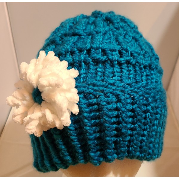 Handmade Children's Knitted Hat with Flower Handmade Children's Knitted Hat with Flower