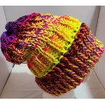 Knitted Double Brim Fun Blacklight Neon Slouchy Hat Knitted Double Brim Fun Blacklight Neon Slouchy Hat