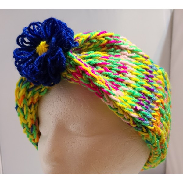 Multicolor Headband or Ear Warmer with Flower
