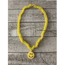 Yellow Rainbow Loom Necklace With Smile Charm
