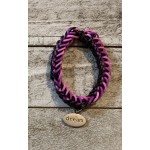Black, Purple and Pink Rainbow Loom French Braid Bracelet With "dream" Charm
