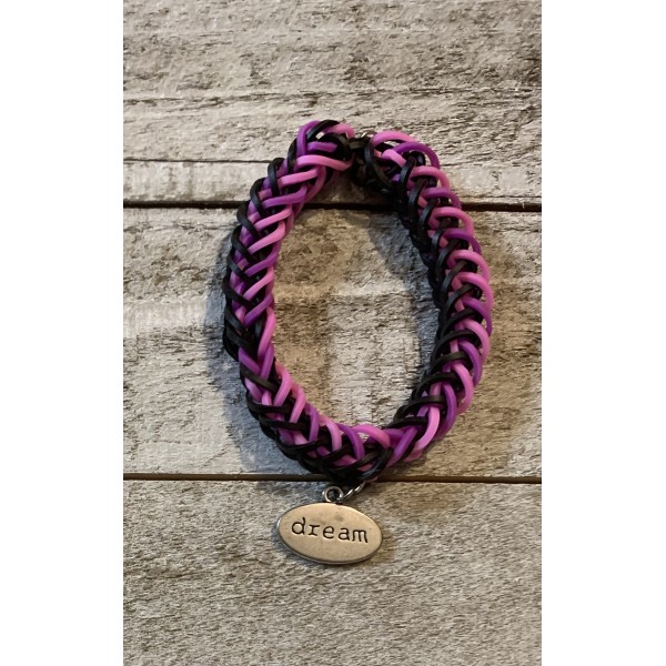 Heavens Charms Black Purple Pink French Braid Loom Wristband Dream Charm