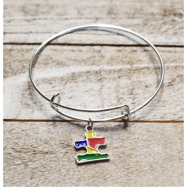 Autism Awareness Adjustable Charm Bracelet Enamel Puzzle Piece Dangle Gift 7