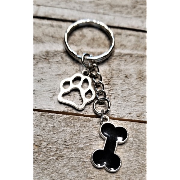 Dog Paw Print and Bone Keychain Cute Charm for Pet Lovers Dog Paw Print and Bone Keychain Cute Charm for Pet Lovers