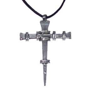 RTD-1040 : Metal Nail Cross Necklace - Cross of Nails at Heavens Charms