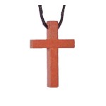 Wooden Cross Necklace - Christian Wood Cross w/cord