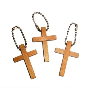 RTD-1293 : Wood Cross Key Chain at Heavens Charms