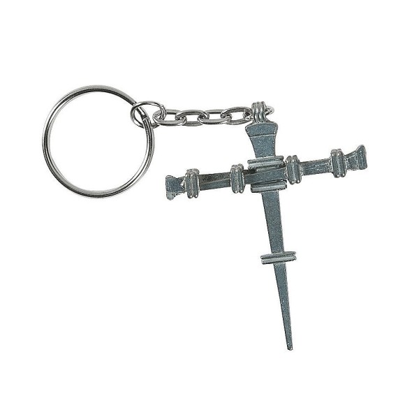 Metal Nail Cross Key Chain