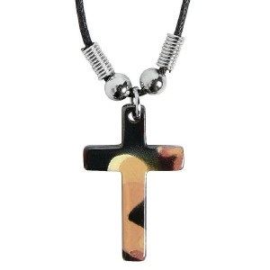 RTD-3248 : Camo Design Stone Cross Necklace at Heavens Charms