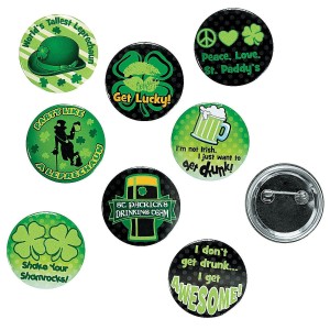 RTD-3387 : St. Patricks Day Glow-in-the-Dark Metal Button at RTD Gifts