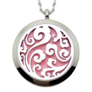 RTD-3623 : Stainless Steel Vines Design Essential Oils Diffuser Locket Charm Necklace at Heaven's Charms