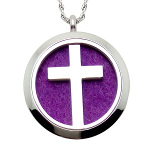 RTD-3624 : Cross Aromatherapy Essential Oils Diffuser Stainless Steel Locket Necklace at Heaven's Charms