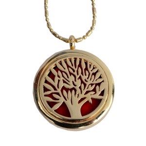 RTD-3651 : Essential Oils Aromatherapy Golden Tree of Life Locket Necklace at Heaven's Charms