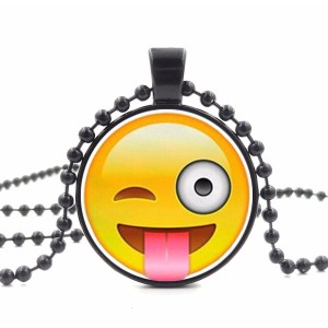 RTD-3678 : Goofy Face Emoji Pendant Necklace at Heavens Charms
