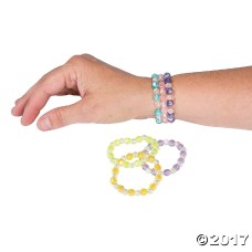 3-Pack Plastic Iridescent Bead Bracelets for Girls