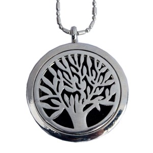 RTD-3780 : Essential Oils Aromatherapy Silver Tree Locket Necklace at Heavens Charms