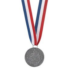 2nd Place Silver Medal 2" Metal Medallion Red White Blue Ribbon Award Ceremony 2nd Place Silver Medal 2" Metal Medallion Red White Blue Ribbon Award Ceremony