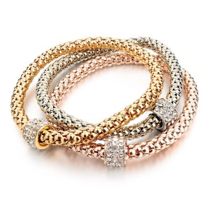 RTD-3857 : 3-Piece Set Gold Silver Charm Fashion Bracelet at Heavens Charms