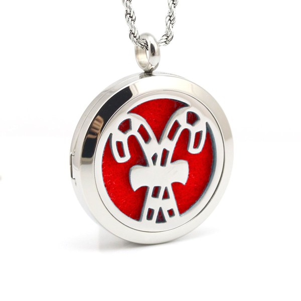 Christmas Candy Cane Aromatherapy Diffuser Necklace Stainless Steel Locket