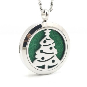 RTD-3861 : Christmas Tree Essential Oils Diffuser Stainless Steel Locket Necklace at Heavens Charms