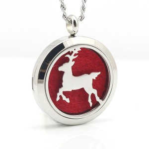 RTD-3863 : Christmas Reindeer Aromatherapy Essential Oils Diffuser Stainless Steel Locket Necklace at Heavens Charms