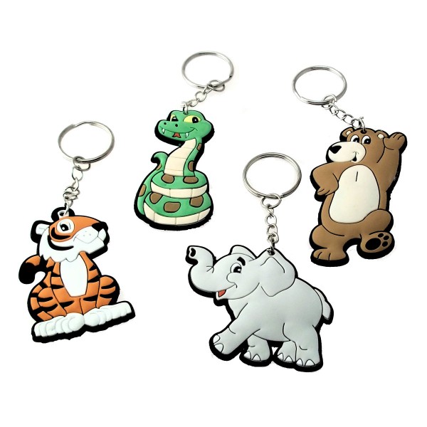Cute Zoo Animal Rubber Key Chain Tiger Elephant Bear Keychain Cute Zoo Animal Rubber Key Chain Tiger Elephant Bear Keychain