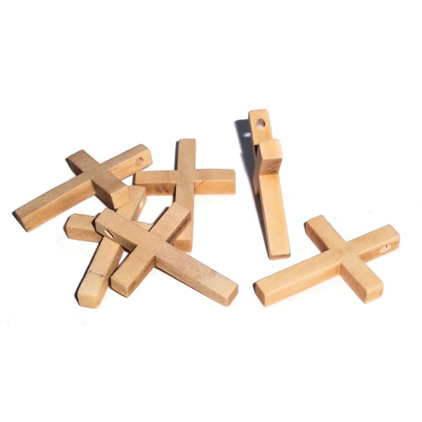 Large Natural Wood Cross Beads Large Natural Wood Cross Beads