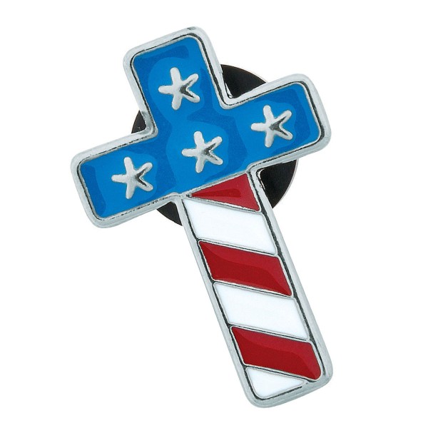 USA Patriotic Cross Pin American Flag Stars and Stripes Lapel Brooch Faith