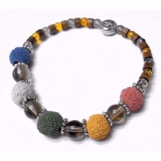 Lava Bead Essential Oils Fall Colors Bracelet with Glass Beads