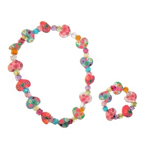 RTD-4001 : Childs Flowery Heart Bead Necklace and Bracelet Set at Heavens Charms