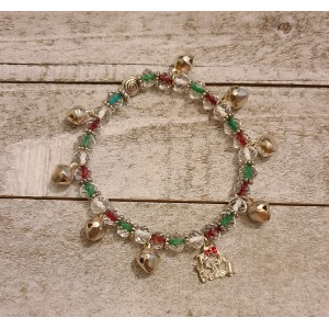 RTD-4012 : Silver Bells Bracelet w/ Festive Christmas Colors and Jingle Bell Charm at Heavens Charms
