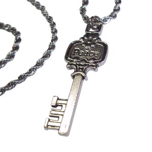 RTD-4019 : Peace Key Charm Necklace on Stainless Steel Rope Chain at Heavens Charms