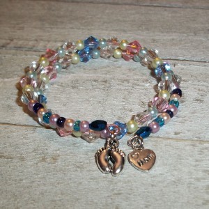 RTD-4024 : Memory Wire New Mom Mothers Day Baby Shower Silver Charm Bracelet at Heavens Charms