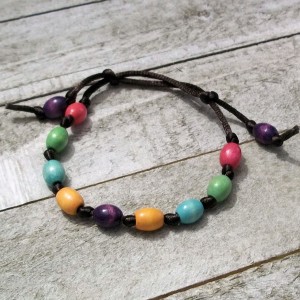 RTD-4028 : Wood Bead Satin Knotted Fall Corded Bracelet at Heavens Charms