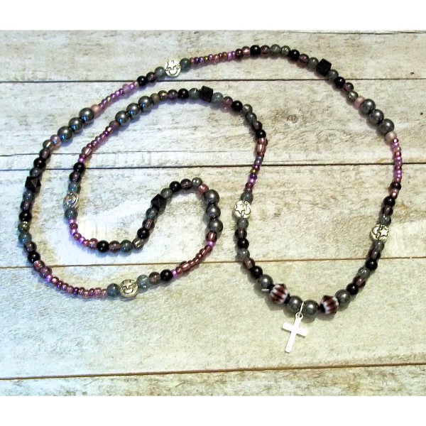 Hematite Star Moon Stretch Necklace Multiwrap Bracelet Purple Gray Glass Bead Hematite Star Moon Stretch Necklace Multiwrap Bracelet Purple Gray Glass Bead