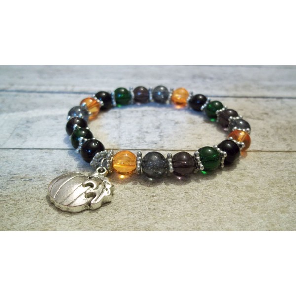 Fall Pumpkin Stretch Bracelet Halloween Thanksgiving Glass Beads Charm Gift 7in Fall Pumpkin Stretch Bracelet Halloween Thanksgiving Glass Beads Charm Gift 7in