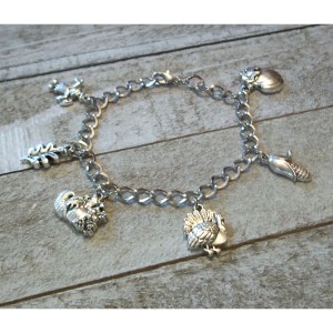 RTD-4057 : Fall Thanksgiving Antique Silver Charms Bracelet at Heavens Charms