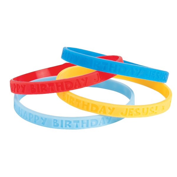 Happy Birthday Jesus Silicone Christmas Party Favor Bracelets