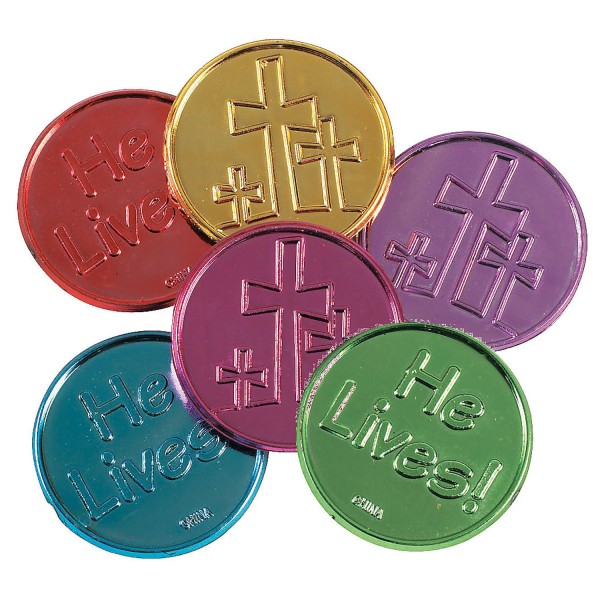 100pc He Lives Religious Coins - Easter Egg Fillers - Sunday School VBS Prizes 100pc He Lives Religious Coins - Easter Egg Fillers - Sunday School VBS Prizes