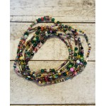 Handmade Multi Wrap Long Multi Color Beaded Bracelet or Long Necklace
