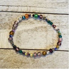 Handmade Glass Beaded Multi Color Stretch Bracelet