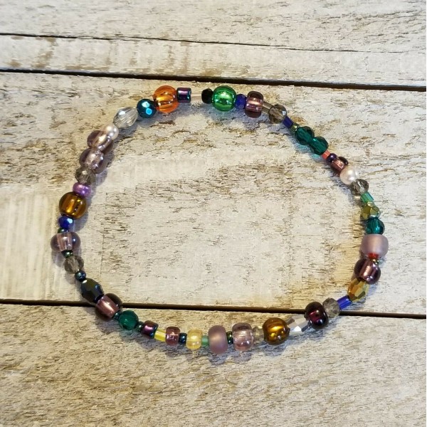 Multi Color Glass Bead Stretch Bracelet Handmade Beaded Jewelry Accessory