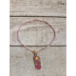 Pink Tiny Glass Seed Bead Bracelet With Flip Flop Charm 