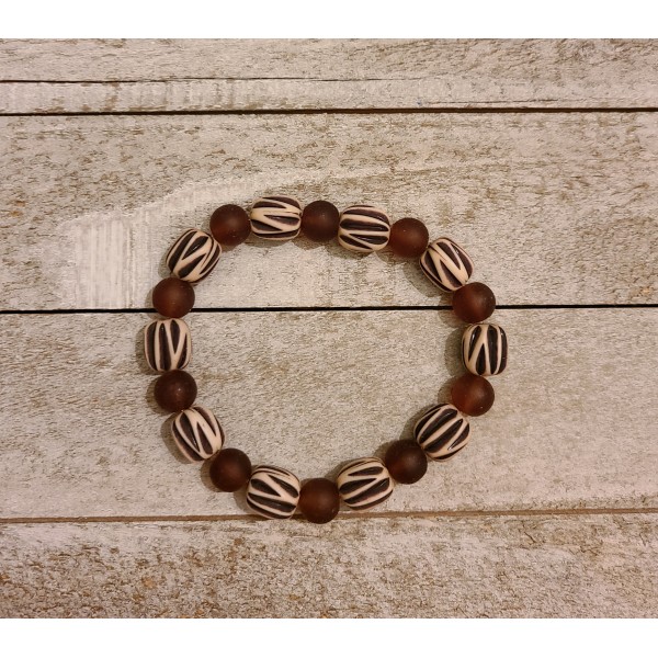 Chunky Brown and Tan Stretch Beaded Bracelet Boho Earth Tone Stackable Accessory Chunky Brown and Tan Stretch Beaded Bracelet Boho Earth Tone Stackable Accessory