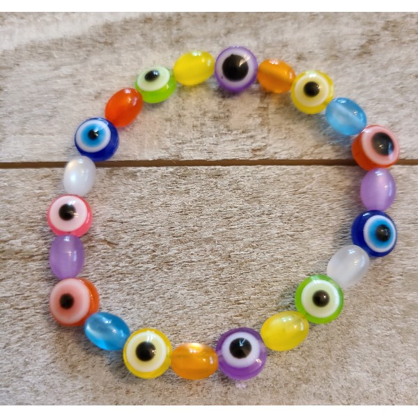 Colorful Beaded Bracelet Kids Handmade Stretch Jewelry Vibrant Gift