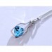 RTD-3675 : Bottle Framed Blue Crystal Heart Pendant Necklace at Heavens Charms