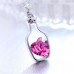 RTD-3676 : Bottle Frame Pink Crystal Heart Pendant Necklace at Heavens Charms