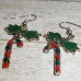 RTD-4104 : Candy Cane and Green Bow Charms Earrings Set at Heavens Charms